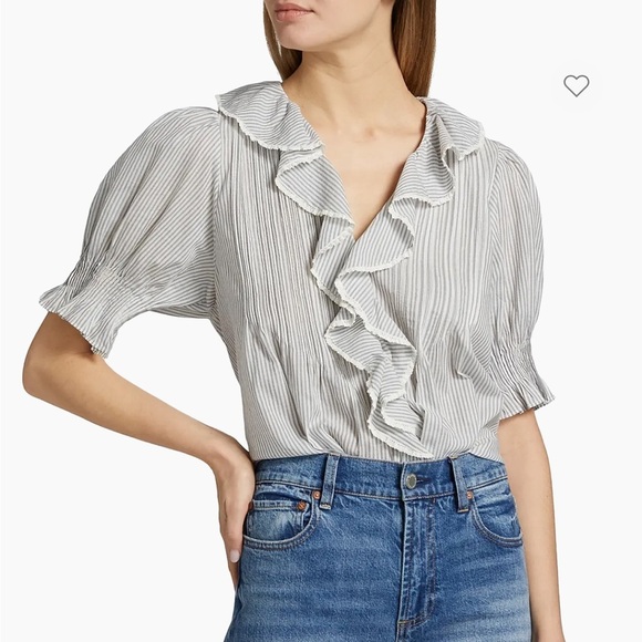 DOEN Henri Striped Cotton Puff Top - Picture 1 of 4